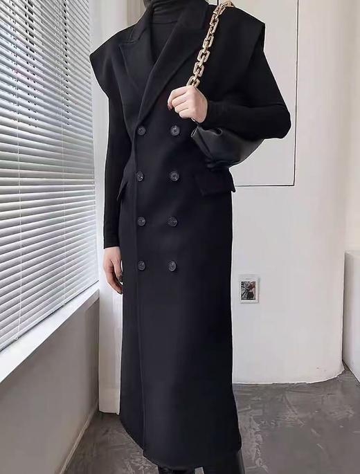 【高端系列】手工定制马甲2372款100%羊毛超有范长款双面尼马甲-喜出 商品图0