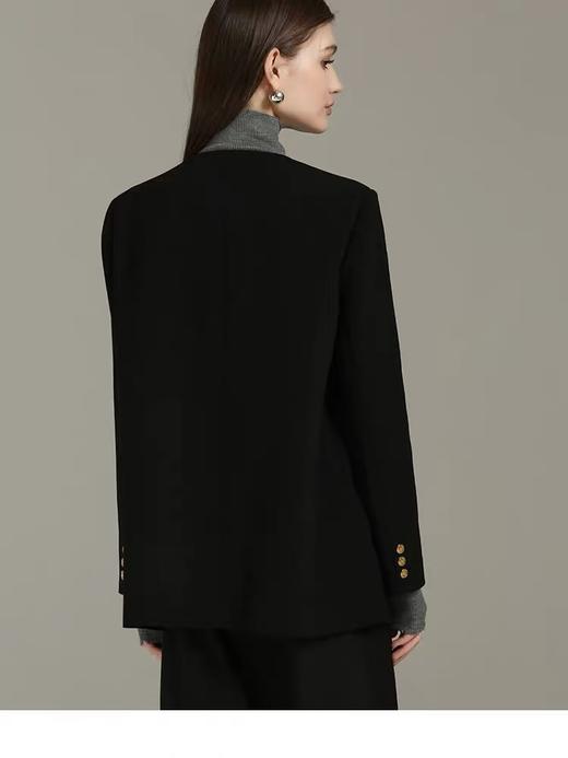 【高端系列】手工定制3102款100%澳毛金色扣V领高端大气双面尼外套-喜出 商品图4