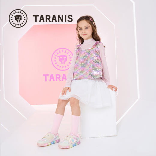 泰兰尼斯儿童闪灯鞋秋季新款幼儿园发光鞋男童运动板鞋女童休闲鞋 T02X5C7460 商品图4