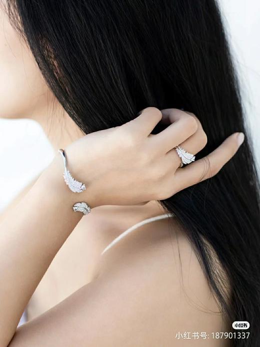 D081717七夕预热 blingbling闪栩栩如生满钻羽毛开口手镯 商品图5