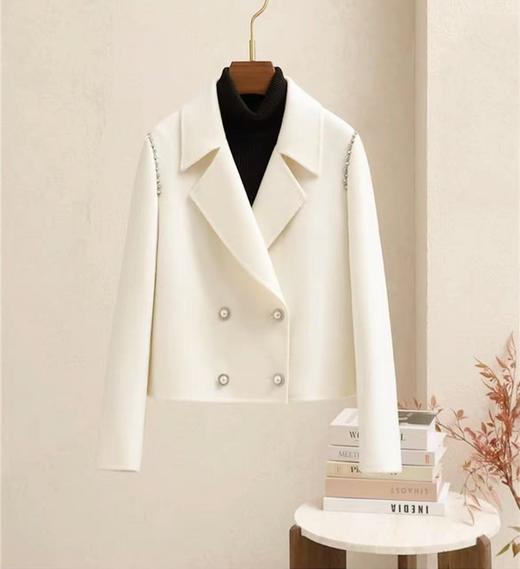 【高端系列】手工定制8062款100%高支羊毛双面尼钉钻小香风双面尼外套-喜出 商品图1