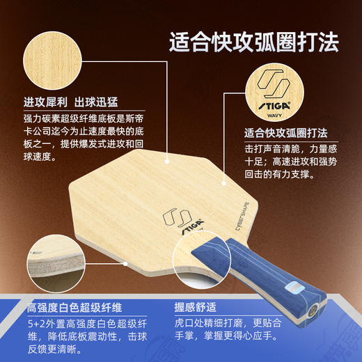 STIGA斯帝卡乒乓球拍底板斯蒂卡强力碳素系列乒乓底板5+2外置白色纤维赛博板面 商品图1