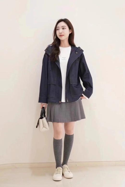 小禾同款薄款连帽夹克牛仔外套 商品图6