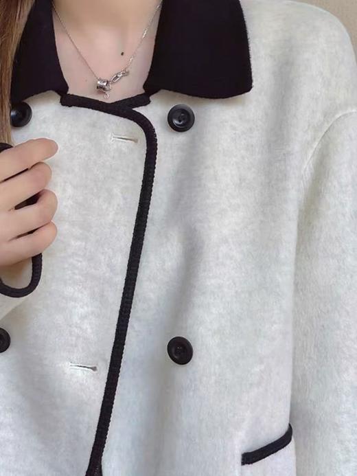 【高端系列】手工定制2358款100%羊毛双面尼短款拼色花纱双面尼外套-喜出 商品图3