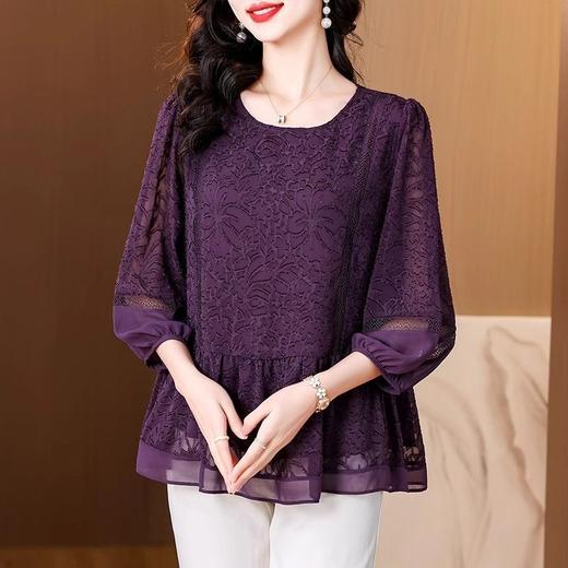 阔太太大码高端蕾丝衫女2025年夏季新款中年妈妈显瘦气质小衫上衣 商品图3