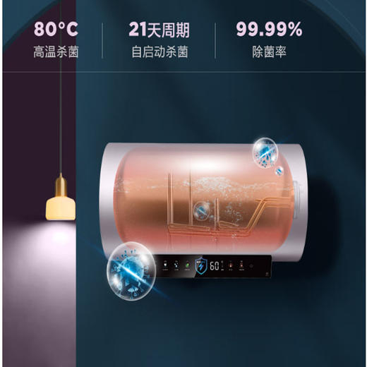 美的（Midea）60升 电热水器 多彩全面屏 智能杀菌  3300W变频速热 7倍增容 出水断电 F6033-ZE8S(HE)* 商品图2