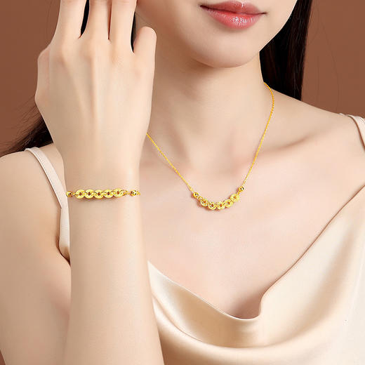 六鑫珠宝 碎冰冰五帝钱币项链 s925银镀金 商品图4