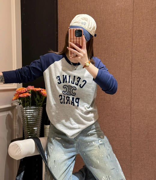 原单ce拼色复古T恤081501 商品图5