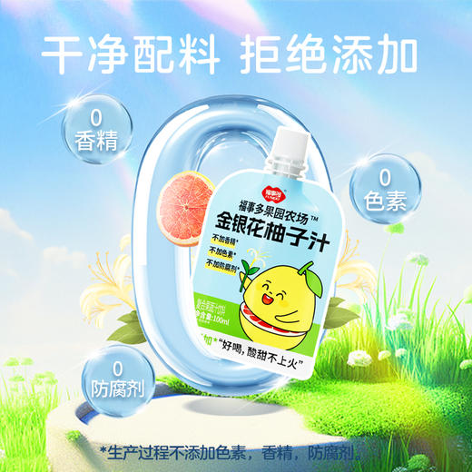 福事多 金银花柚子汁/山楂汁100ml*12袋 无香精色素防腐剂，下火植物饮料，草本+鲜果神仙CP，0脂轻负担畅饮无压力，多重营养润到心坎 商品图3