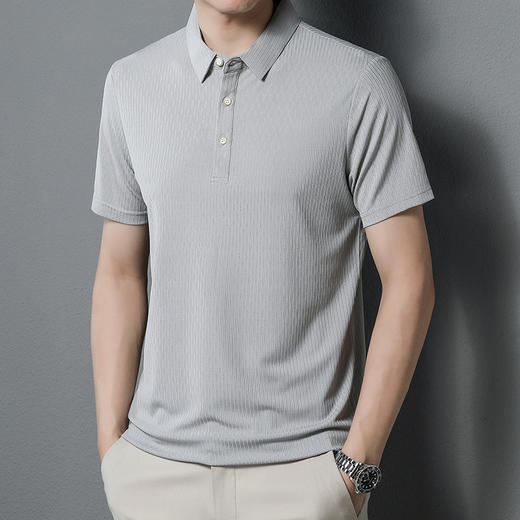 【夏季新款翻领短袖男t恤 】纯色中年冰丝体恤男polo衫男士爸爸装 商品图3
