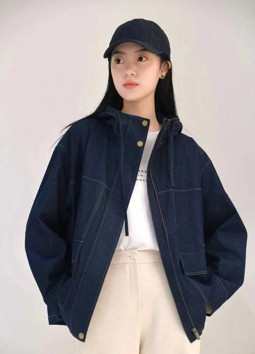 小禾同款薄款连帽夹克牛仔外套 商品图0