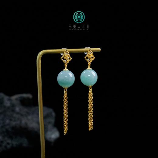 S925翡翠圆珠耳饰耳坠约12mm 商品图0