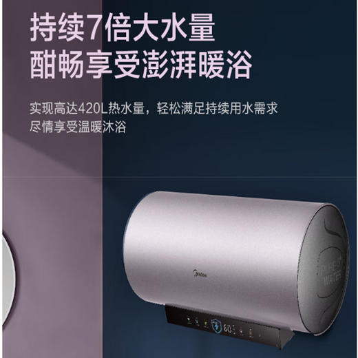 美的（Midea）60升 电热水器 多彩全面屏 智能杀菌  3300W变频速热 7倍增容 出水断电 F6033-ZE8S(HE)* 商品图1