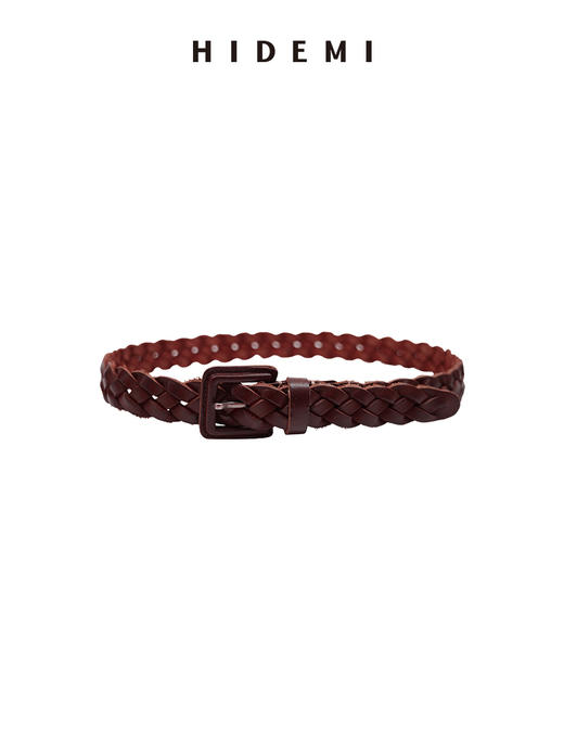 HIDEMI 进口头层牛皮手工编织宽版重工腰带皮带 商品图6