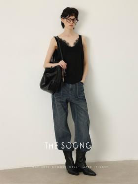 THESOONG‘冲沙裤’重工酵洗9.8安手工猫须中腰拉链牛仔裤HBNZ6500