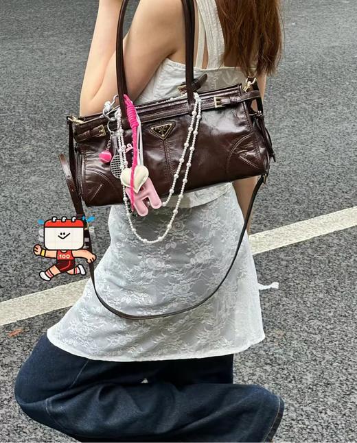 普拉达 soft lux油蜡皮系列 手提单肩包 小号（LZ） 商品图9