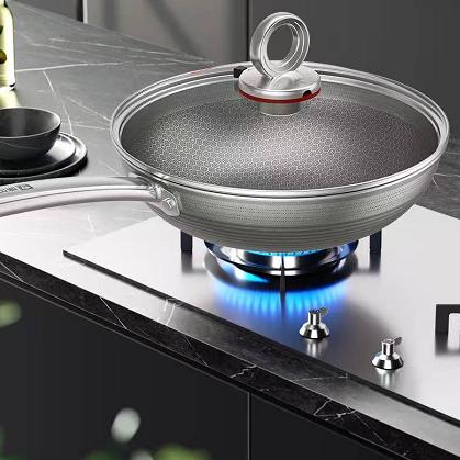 【多层复合一体】康巴赫 钛蜂窝双面屏炒锅套装 1套 蜂窝纹理新升级不粘效果更显著（1个蒸屉+2个海绵擦+1个锅铲） 商品图0