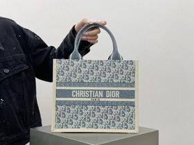 DIOR迪奥 DiorCamp 可拆卸可调节肩带 Oblique 印花图案 棉 邮差包单肩斜挎包 小号 女款 蓝色（LZ）