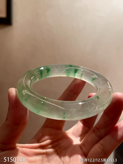 高冰种飘花手镯【5150108】圈口53.3~具体价格微信咨询 商品图2