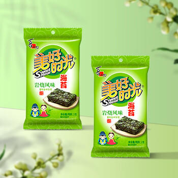 美好时光岩烧海苔2g*24袋高钙高铁 紫菜包饭寿司休闲儿童解馋小零食 /休闲食品 /海味零食 /海苔 商品图0