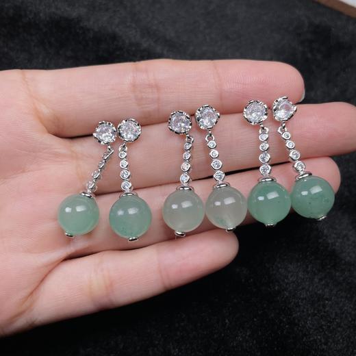 非洲翠耳钉-非洲翠圆珠耳钉约10mm 商品图0