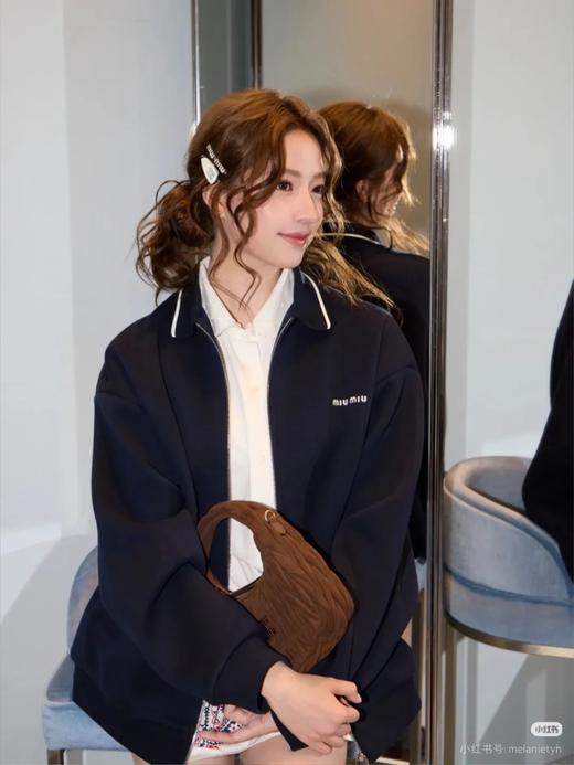 缪系高奢|老干部风珠地棒球服夹克刺绣针织翻领外套 商品图1