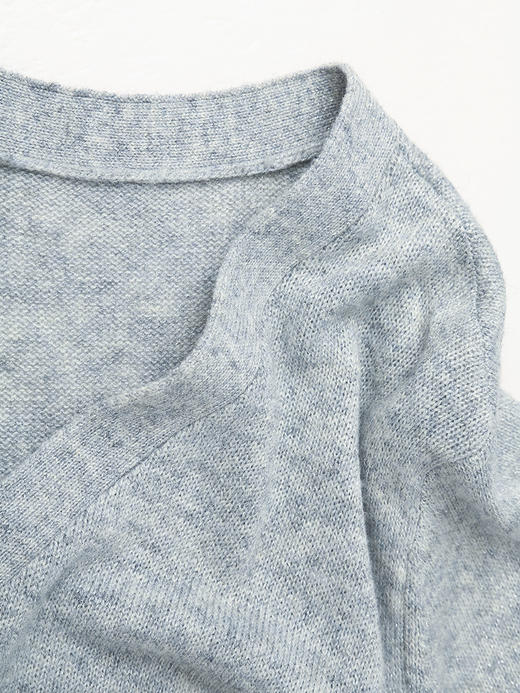 紫色 V 领针织开衫女春秋季新款 温柔风宽松显瘦五分袖毛衣上衣 商品图2