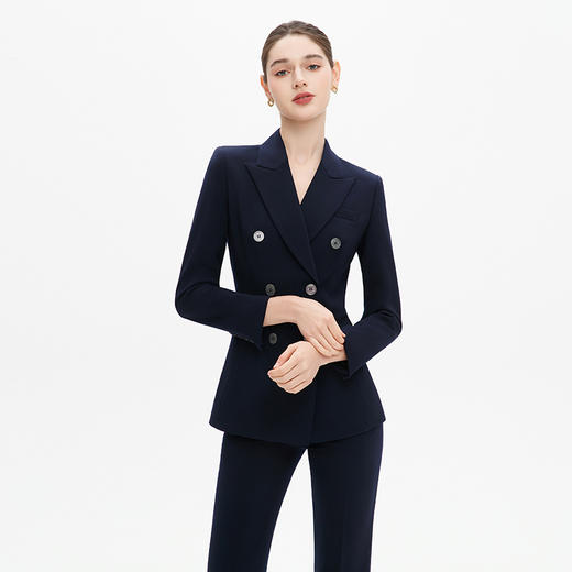 IWY/藏青色西装套装女秋时尚英伦风商务正装职业装置业顾问女装C13102+P11356 商品图1