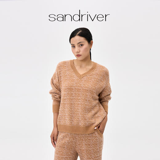 羊绒V领浮线女套衫  SJF97W288N 商品图0