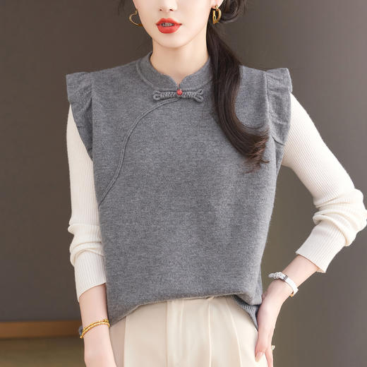 新中式国风马甲2025新款设计感小众秋装上衣时髦洋气针织马夹背心 商品图2