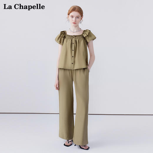 天猫同步【垂感/遮肉/显瘦】拉夏贝尔/La Chapelle松紧抽绳休闲裤女宽松百搭小个子垂感直筒长裤★ 商品图6