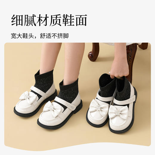 泰兰尼斯秋季meta新款儿童女童公主甜美舒适透气软底一脚蹬皮靴  M04X5C7475 商品图2