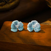 雀说时尚滴油蓝色鸢尾花耳钉高级感轻奢个性独特设计耳环气质精美耳饰AL1078 商品缩略图2