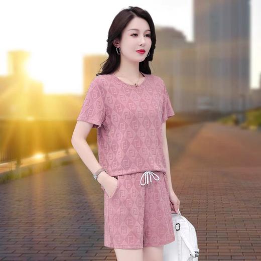 雀说冰丝短袖短裤套装女士新款女装休闲运动跑步五分裤两件套AL2586 商品图5