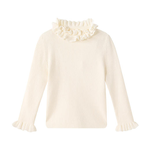 笛莎Deesha 童装女童毛衫2025冬新款女童甜美木耳边领修身打底毛衣 商品图4