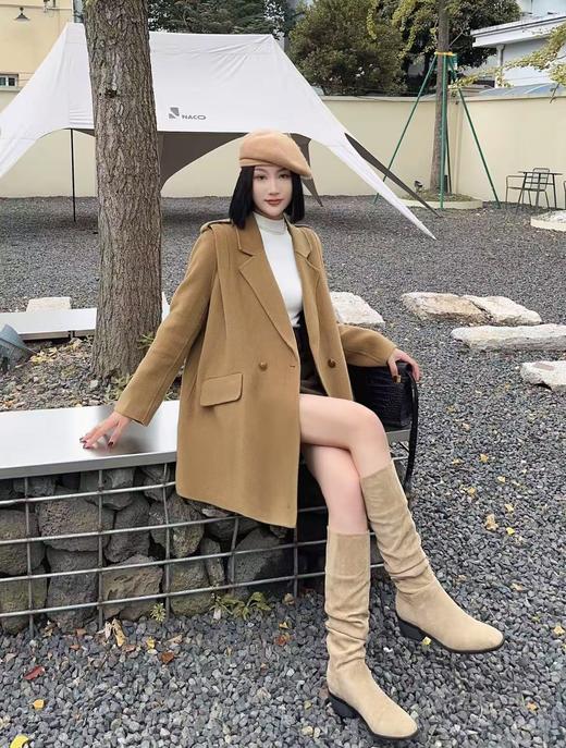 【高端系列】手工定制3259款10%羊绒➕90%羊毛肩部打褶双面尼大衣-喜出 商品图2