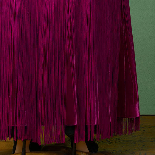 【林栖设计小店】姹紫嫣红流苏丝绒半身裙新中式2025秋季新款裙子女1953101 商品图3