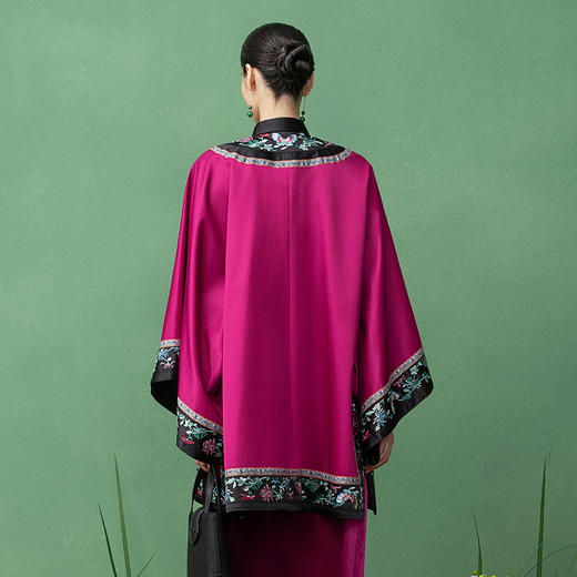 【林栖设计小店】（现货）姹紫嫣红丝棉缎外套改良氅衣绣花2025秋季新款上衣女1953076 商品图4