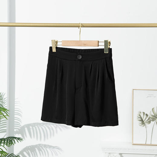 丁摩 夏季新款真丝桑蚕丝西装女套装薄款长袖绸缎上衣通勤短裤两件套5ZF-467 商品图5