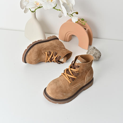 经典鲨2025年秋季新款潮流时尚牛皮革系带防滑短筒马丁靴女KW182-558071 商品图3