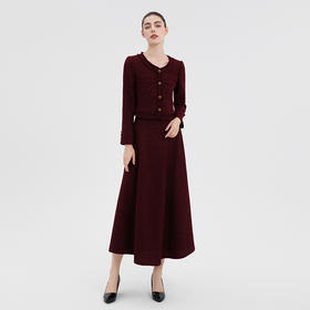 IWY/高级感酒红色西装套裙女秋季长袖显白职业裙装工作服C15117+S15117