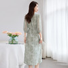 丁摩 【100%桑蚕丝】优雅夏季印花双绉拼接乔其中长款真丝连衣裙女5ZF-1661 商品缩略图3