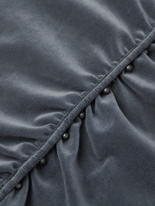 灰色丝绒上衣女秋季新款 V 领褶皱设计感小众长袖修身短款衬衫 商品图3