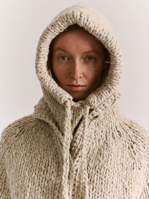 Casey Casey 25AW 黑白混色/藕白羊毛手织巴拉克拉法帽 商品图3