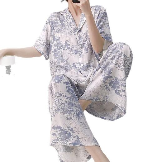 新款夏季棉绸短袖睡衣女薄款家居服日系网红爆款高级感人造棉套装 商品图4