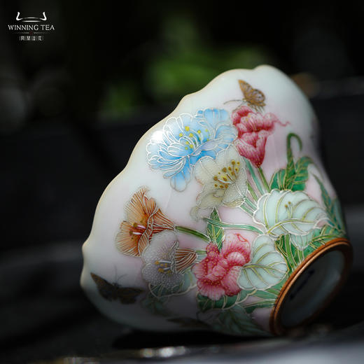 问鼎汝瓷鼎峰系列月白老款花口杯（蝶恋花） 商品图2