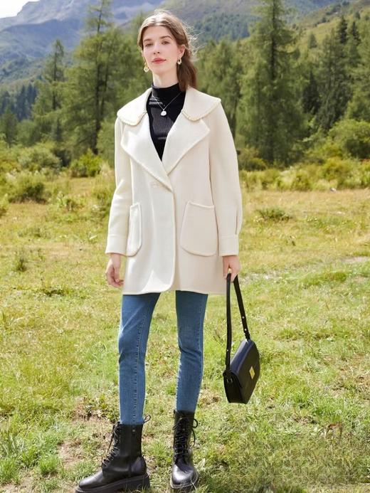 12.12 清货瑕疵介意不要拍，不支持退【高端系列】手工定制3115款80%羊毛➕10%羊绒中款双面尼大衣-喜出 商品图0