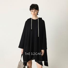 THESOONG静穆 人体力学纯棉极细四线钩针中长款连帽卫衣HXWY7288