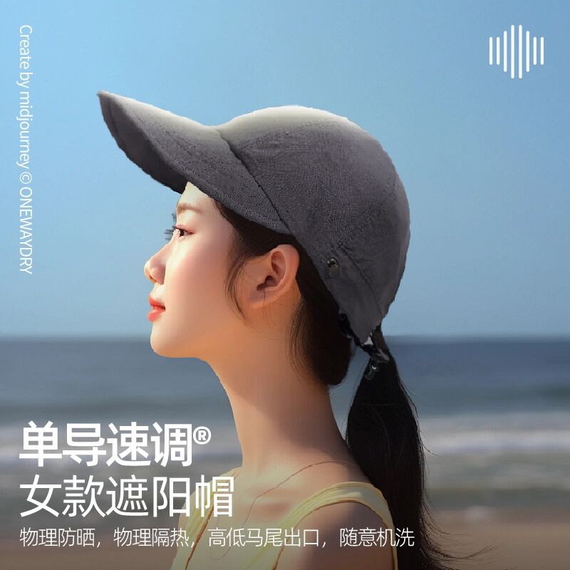 单导韩版遮阳帽大帽檐时尚百搭鸭舌帽户外可扎马尾遮脸防晒夏季女