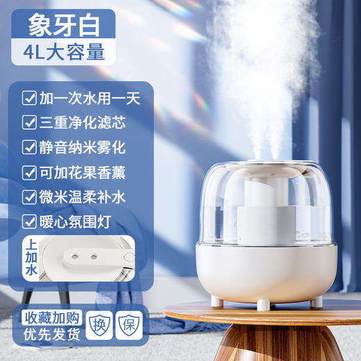 【氛围感拉满✨4L超大容量】新款氛围灯空气加湿器 桌面家用车载加湿器，复古绿加湿器🔥纳米雾化+暖心小夜灯🌙，静音补水一整天！桌面车载都能用，秋冬必备❤️ 商品图5